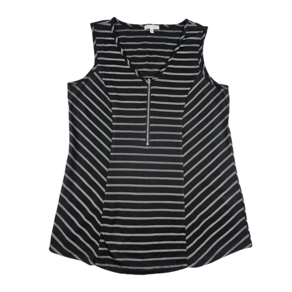 Ava James Tank Top Women’s Small Black White Striped Sleeveless